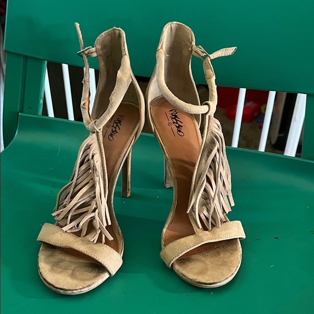 Mossimo Supply Co. Beige Fringe Heels